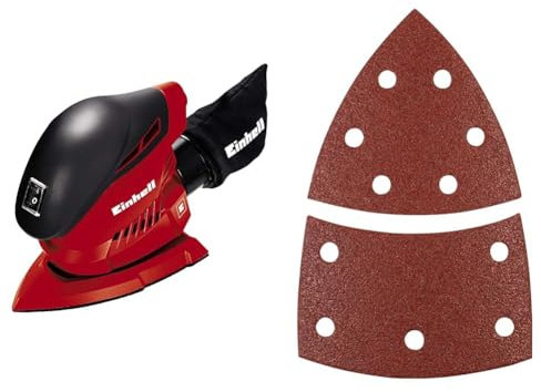 Einhell Multilijadora - TH-OS 1016. 100 W, 24.000 1/min de velocidad de oscilación & KWB 49496112 - Pack de 5 abrasivos multilijadora (100 x 62 x 93 mm, GR 120, sistema Quick-Stock)