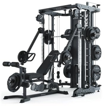ATLETICA KSK Multipresse Set | OUTPERFORM | Set aus KSK Multipresse inklusive Jammer Arms und Leg Press & X-Bench Hantelbank mit Optionen für Arm- und Beintraining | 2 x 90 kg Weight Stack