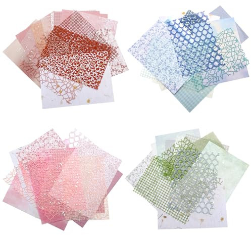 60 Blätter Scrapbook Papier Scrapbooking Deko aus Spitze und Netzgewebe Dekoratives Bastelpapier Mesh-Papiere Strukturiertes Papier für Tagebuch, Kartenherstellung, Geschenkverpackung, 18x13cm