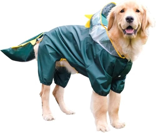 BT Bear Impermeabile per cani di taglia grande, copertura protettiva completa per la coda, costume impermeabile per cosplay con cappuccio, tuta giacca per cani di taglia media e grande, dinosauro, 6XL