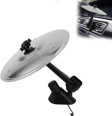 Lyreh Platillo Ventilación para Coche, 14x13,5cm Aleación Acero y Plástico Mini Platillo Tambor Ventilación Coche Accesorio Práctico para Que Conducción Sea Más Divertida (Plateado)