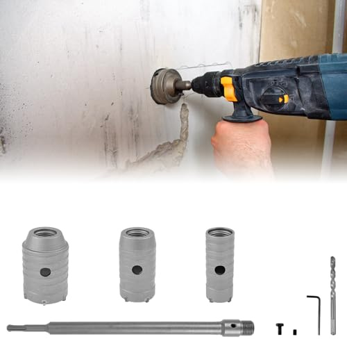 Juego de 6 brocas SDS Plus de 30/40/50 mm para pared de hormigón, mango redondo, corona de hormigón, sierra perforadora, broca para ladrillo, cemento, pared de piedra