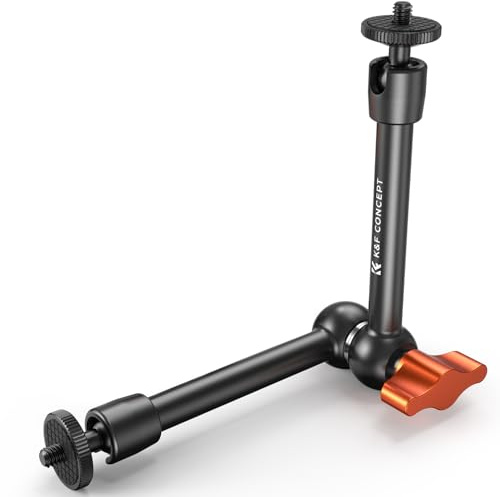 K&F CONCEPT Brazo Mágico 9.8 Pulgadas / 25 cm con Tornillo 1/4, Rotula 360°, Mini Magic Arm para Monitor, Luz LED, Webcam – Capacidad 2KG