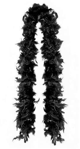 GXAHSOL Boa en Plumes de Dinde Noir 60g, 2M/6.6ft Écharpe Douce et Épaisse, Accessoire Élégant pour Halloween, Noël, Fêtes, Carnaval, Déguisement, Spectacle, Décoration de Danse