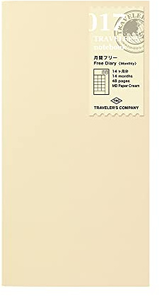 1 X Midori Traveler's Notebook (Refill 017) Monthly Diary