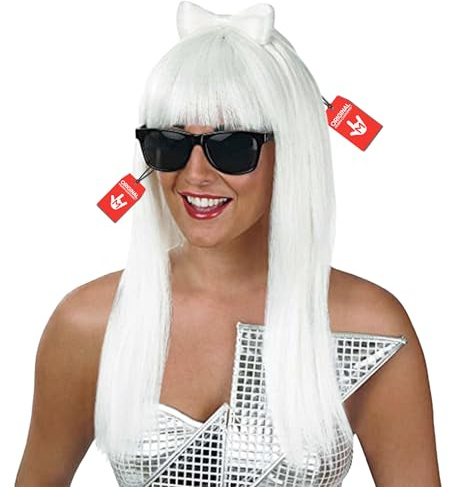 Fun Shack Womens Lady Pop Diva Wig & Glasses Set Bow Top Blonde Hair Costume Accessories