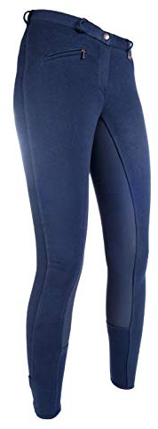 HKM Pantalon d'équitation pour homme Basic belmtex Grip basanes 3/4, Bleu - Bleu foncé, 36