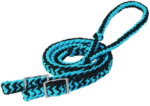 Weaver Leather Braided Nylon Barrel Rein Hurricane Blue/Black, 1/2 x 8'