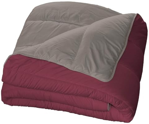 Bleu Calin Couette Chaude Bicolore Réversible 1 personne, Microfibre, Bourgogne/Poivre, 140x200 cm