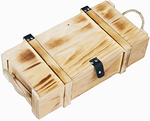 Kistenkolli Altes Land Weinkiste 2er geflammt inkl. Holzwolle/Holzkiste/Geschenkbox/Aufbewahrungsbox/Überraschungskiste/Weinbox/Hochzeitskiste (2er Weinbox)