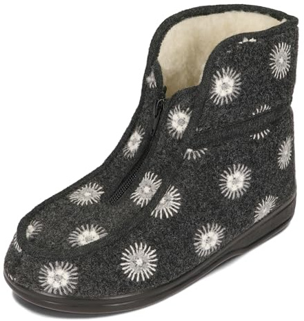 BAWAL Zapatillas de Casa para Mujer Hombre Fieltro Lana Pantuflas Unisex Muy Calentitas 36-46 EU (Gris/blanco, 41)