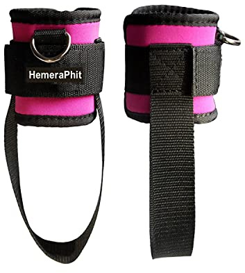 HemeraPhit Ejercicio máquina Ajustable Correas de Tobillo Pierna el Entrenamiento Equipo de Gimnasio y Bodybuilding, 1 par（rosado）