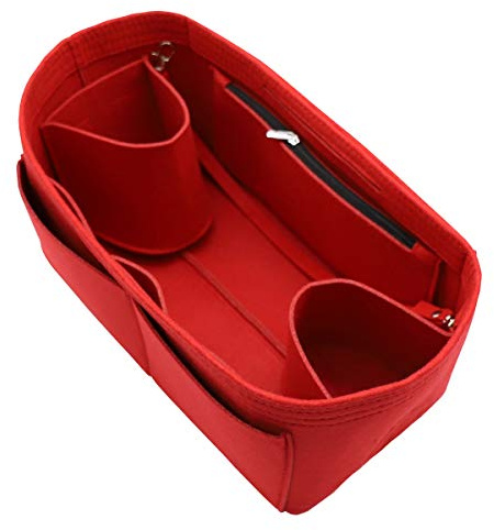 LEXSION Felt Purse Organizer Insert Bag In Bag with Two Removeable Holder 8020 Red M