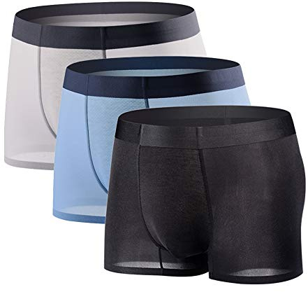 YUSHOW 3 Pack Mens Boxer Shorts Ice Silk Mesh Underwear Sexy Super Soft | Breathable Anti Chafing Boxers Briefs