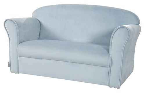roba Kindersofa Lil Sofa mit Armlehnen für Mädchen und Jungen - Bequeme Kindercouch - Samtstoff hellblau - Sitzmöbel für Baby & Kinderzimmer