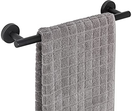 WENKO Asta portasciugamani Bosio, portasciugamani lungo con molto spazio per asciugamani, valore massiccio in acciaio inossidabile antiruggine con finitura opaca, 40x5,5x7cm, nero