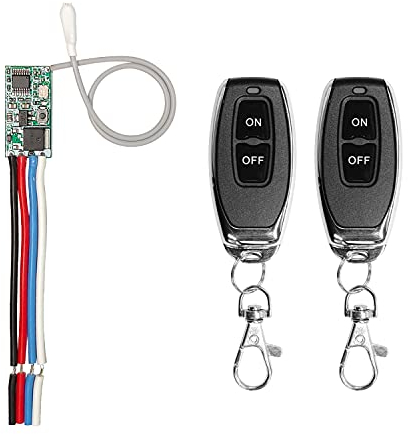 QIACHIP 433MHz RF Mini Relé Inalámbrico Seguro Interruptores de control remoto DC 5V 12V 24V 1 Canal Kit de transmisor y receptor Para motores, luces, puertas de garaje
