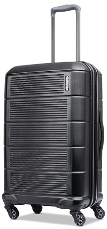 American Tourister Stratum 2.0 Expandable Hardside Luggage with Spinner Wheels, 24 SPINNER, Jet Black
