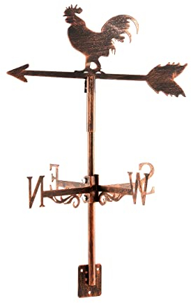 Dyna-Living Wetterfahne, Vintage, Metall, Windtrichtungsanzeige, Wetterfahne, schwarzes Dekor für Garten, Hof, Dach, Hochzeit, (Rooster)