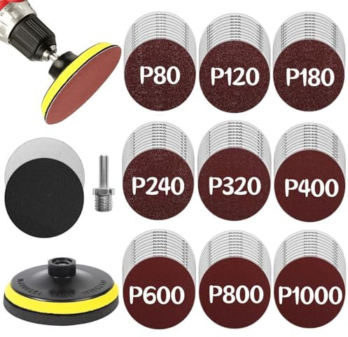 [93 PCS 5 Inch] Hook and Loop Backing Pad with Sanding Discs, Foam Buffering Pads, Angle Grinder Attachments 5/8-11 Threads, 80/120/180/240/320/400/600/800/1000 Grit Sandpaper for Wood Metal Car