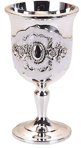 Haloppe Mini bicchiere da vino leggero, elegante, stile retrò, unico bicchiere da vino bianco argento