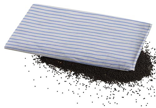 Aminata Balance Komfortables Wärmekissen mit Rapssamenfüllung - 24x18 cm - Ideal für Schulter, Nacken & Rücken - Handgefertigt in Deutschland - Rapskissen mit blauen Streifen
