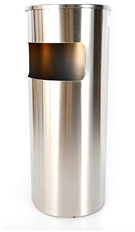 Askkopp soptunna utomhus, 30 l stående askkopp med bärhandtag, utomhus utomhus askkopp rostfritt stål silver