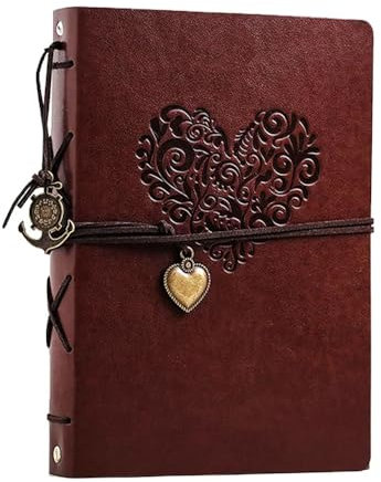 Photo Album Scrapbook 60 Pages Premium Black Paper Memory Book Vintage DIY Leather Cover Photo Book for Kids Graduation Wedding Anniversary Family Travel Birthday Christmas Gifts (Heart)