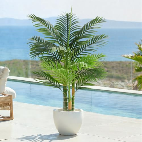 Keeplush Artificiale Tripla Dorata 120cm Golden Cane Palm Piante Finte da Esterno Grandi 1Pack