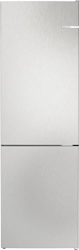 Bosch KGN362LBF, Serie 4, Kühl-Gefrier-Kombination, 186 x 60 cm, 218 L Kühlen & 103 L Gefrieren, Gebürsteter Stahl, NoFrost, VitaFresh XXL für längere Frische, abstandlose Platzierung, Flaschenablage