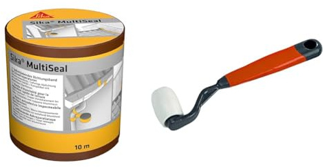 SIKA Multiseal Terre cuite, Bande d'étanchéité autocollante résistante à la déchirure, aux intempéries, multi-supports, 150mm x 10m & NESPOLI Roulette de colleur polyamide