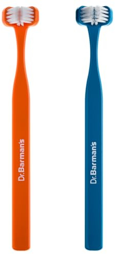 Dr Barman's Superbrush 3-Sided Toothbrush (Pack of 2, Junior) | 3-Sided Cleaning, Soft Bristles, Children 6–12 Years, Pack of 2, Manual Toothbrush