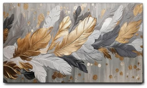 Giallobus - Gemälde - 39 - Goldene Stifte - Leinwand mit Standardrahmen - 140L x 80l cm - Bereit zum Aufhängen - Moderne Gemälde