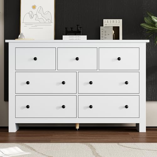 Wiuzo Moderno minimalista gran capacidad comedor gabinete con varios cajones buffet, gabinete de barra de café blanco con 7 cajones para entrada, cocina, comedor y sala de estar (blanco)