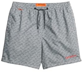 Superdry Herren 43cm lange Badeshorts mit durchgehendem Print Superdry Schwarz-Weiß M