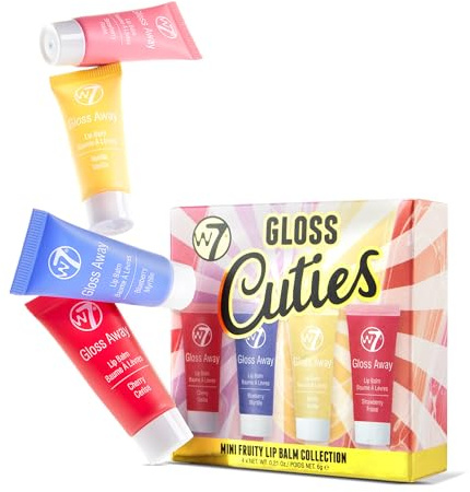 W7 Gloss Cuties - Mini Fruity Lip Balm Collection - Hydrating & Tinted Lip Balms - Stocking Filler