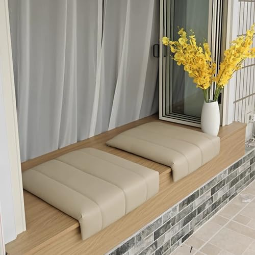 Klemmkissen für Erker-Fensterbank Treppe Indoor/Outdoor - Wasserdicht/Rutschfest, Sitzkissen Kunstleder Treppenkissen aus Schaumstoff für Stadion Bleacher Lesen Spielen(Rosa,30x25 cm/11.8x9.8 in)