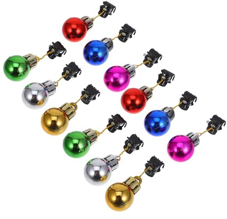WOONEKY 12 St Färgglada Julskäggsklämmor med Glittrande Ansiktshårsprydnader Mini-klämmor för Skägg och Mustasch Hållbara och att Fästa Perfekta Julfester och Cosplay för