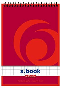 Herlitz Spiral-Notizblock x.book A6, kariert, 50 Blatt, ohne Rand, 10 Stück
