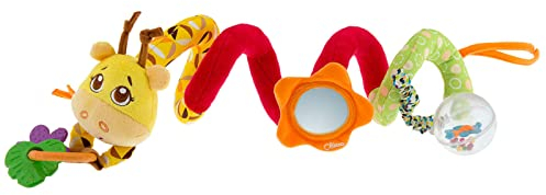 Chicco Fune Passeggio Mrs Giraffa, Spirale Passeggino Colorata a Forma di Giraffa, Gioco Passeggino con Sonaglio Neonato, Anello con Pendenti e Specchietto - Giochi Neonato e Bambini 6 Mesi - 3 Anni