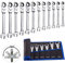 12pcs Flexible Ratchet Spanner Set, 8-19mm Metric Ratchet Spanner Sets, Cr-V Flex Head Wrench Tool Kit, Combination Wrench Set with Roll Bag