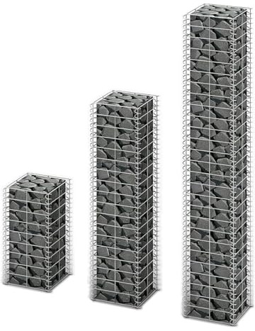 Tidyard Gabion-set 3 st./stenkorg, av galvaniserat stål, 25 x 25 x 50/100/150 cm (L x B x H) (3 stycken)