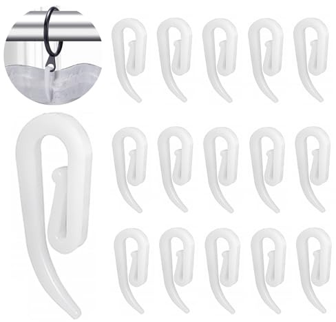 White Plastic Curtain Hooks for Door,Window,Curtain Header Tape Drapery Hooks 2.8x1.2cm (120 PACK)