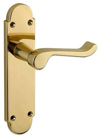 Ironmongery Solutions® Brushed Internal Scroll Door Handles Lock, Latch & Bathroom Sets in Polished Brass & Satin Chrome (Polished Brass, Latch)