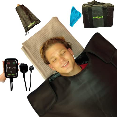 Couverture de sauna infrarouge lointain – Couverture de désintoxication infrarouge à faible dégagement de champs électromagnétiques – Aide à la thérapie thermique portable – Cuir PU haut de gamme –