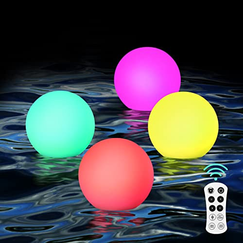 OSALADI Floating Pool Lights Rechargeable, Color Changing, IP68 Waterproof LED Glow Floating Night Lights for Pond Garden Party, 4 Pack