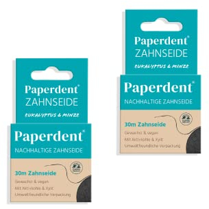 Paperdent® 2er Set Zahnseide Eukalyptus & Minze - gewachst, vegan, umweltfreundlich verpackt