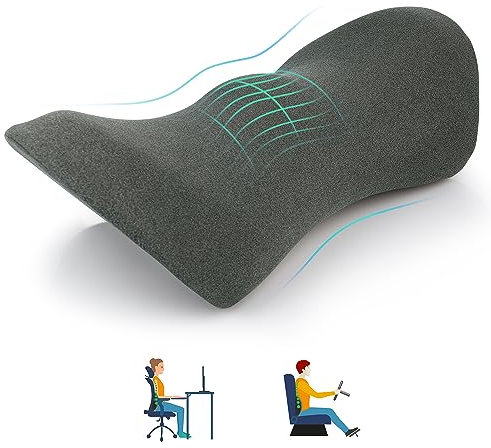 VBXBKC Lendenkissen, Memory Foam Lendenwirbelstützkissen für Bürostuhl und Auto, Ergonomisches Design für Lendenwirbelbett, Linderung von Schmerzen im Unteren Rücken