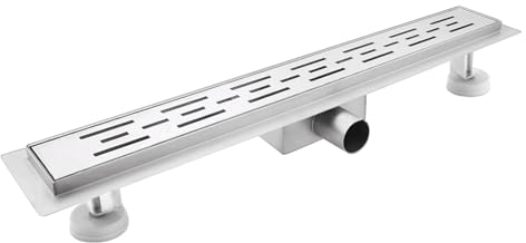 sunrik Caniveau de Douche Acier Inox 40cm,Caniveau de Douche avec siphon à bloqueur d'odeurs et filtre à cheveux,Caniveau Extra Plat,Drainage rapide
