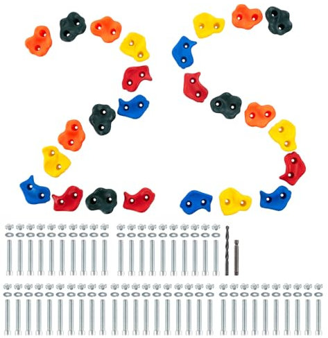 VEVOR 25 Rock Climbing Holds, Multi-Size and Multi-Colored Climbing Rocks for Kids and Adults, Rock Wall Holds with Mounting Hardware, Climbing Wall Grips for Indoor and Outdoor Playground Play Set
